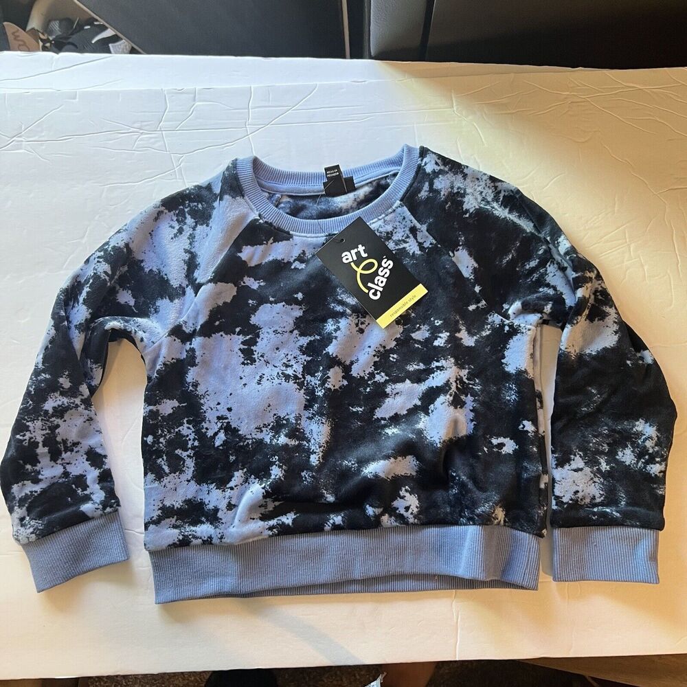 Girls Small XS 4-5 Art Class Tie Dye Blue Warm Sweatshirt So Soft! NWT